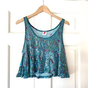 NWOT FREE PEOPLE Sequin Swing Crop Tank